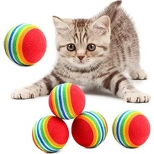 Calperia Gökkuşağı Renkli Kedi Oyun Topu - 2 Adet, Yumuşak Dokulu