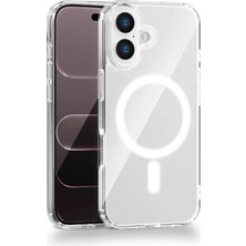Fenza iPhone 16 Plus Uyumlu Kamera Korumalı Magsafe Wireless Şarj Özellikli Lüks Şeffaf Silikon Telefon Kı