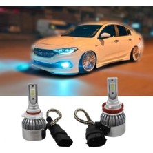 Buz Mavisi LED Sis Fari H8/H11 Uyumlu, Fiat Egea Için Parlak Aydınlatma