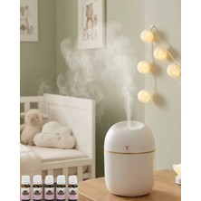 Marsilyan- Kompakt Mini Hava Nemlendirici 5 Esans Hediyeli LED Işıklı USB Aromaterapi Cihazı
