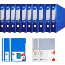 Noki Klasör Geniş Mavi 10 Adet + 100 Telli Dosya + 200 Adet Poşet Dosya