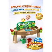 SAYICI Kids Su Kum Çalışma Aktivite Masası 4in1 Çocuk Oyun Masası Eğitici Bahçe Oyuncak Seti