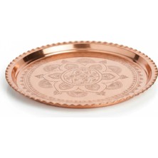 Moda Bakır Bakır Işlemeli Tepsi 39 cm