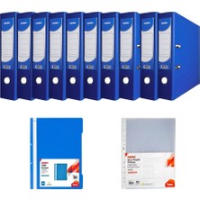 Noki Klasör Geniş Mavi 10 Adet + 50 Telli Dosya + 100 Adet Poşet Dosya