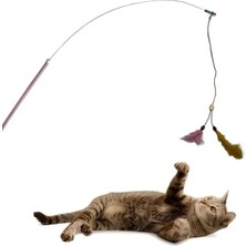 Calperia Çift Tüylü Çanlı Kedi Oltası, 130 cm Uzunluk