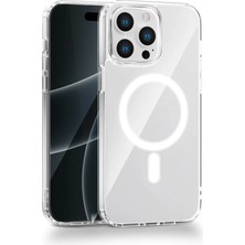 Fenza iPhone 14 Pro Uyumlu Kamera Korumalı Magsafe Wireless Şarj Özellikli Lüks Şeffaf Silikon Telefon Kıl