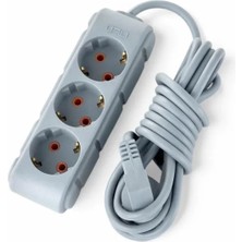 Calperia 3'lü 2 Metre Kablolu Topraklı Grup Priz