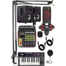 Calperia Midi Klavye ve 5 Kanal Stüdyo Kayıt Mikserli Set