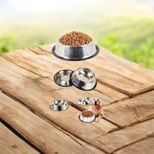 Calperia Kaymaz Tabanlı Paslanmaz Çelik Köpek Mama Kabı, 22 Cm, Yuvarlak Tasarım