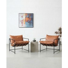 Sller 2'li Şık Dekoratif Berjer-Metal İskelet ,Suni Deri Kaplama , Modern Tasarım