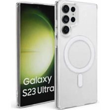 Fenza Samsung Galaxy S23 Ultra Uyumlu Kamera Korumalı Magsafe Wireless Şarj Özellikli Lüks Şeffaf Silikon