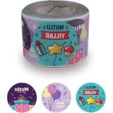 Calperia 5cm Çapında Kendinden Yapışkanlı Etiket, 500 Adet, Doğum Günü ve Yılbaşı Için