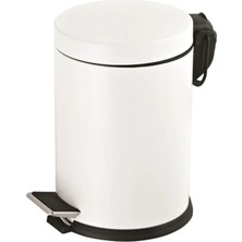 Calperia 5 Litre Kapasiteli Paslanmaz Pedallı Çöp Kovası - Banyo ve Mutfak Kullanımı Için Beyaz