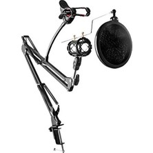 Calperia Profesyonel Mikrofon Standı, Pop Filtre ve Telefon Tutucu ile Birlikte