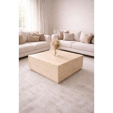 Nenu Nova Traverten Block Sehpa - Mermer Desenli Modern Orta Sehpa- Iskandinav 70X70