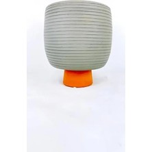 Calperia Antik Kendinden Ayaklı Toprak Saksı - Gri 19 cm