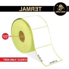 Calperia Termal Barkod Etiketi, 100X100MM, 6 Rulo, Toplamda 3000 Etiket
