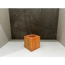 Calperia Doğal Ahşap Küp Saksı - Kaktüsler Için Ideal