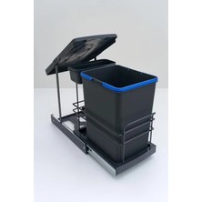 Calperia 16+1 Litre Dolap Içi Raylı Teleskopik Çöp Kovası, Antrasit Renk