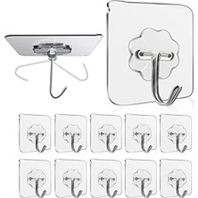 Calperia Kendinden Yapışkanlı Şeffaf Havlu Askısı, 15 kg Kapasiteye Sahip 10 Adet Set