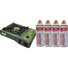 Rox Dmr Home Kamp Ocağı + 4 Adet Kartuş Tüp Seti | Taşınabilir Kamp Ocağı Piknik Ocak Seti