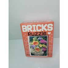 Peluvel - Bricks Puzzle Renkli Çiçek Aranjmanı 100 Parça Yapboz - 10X15 cm -  Z8536