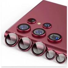 Marsilyan Samsung Galaxy S23 Ultra Valdez Metal Kamera Lens - Kırmızı