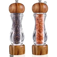 Calperia Ahşap Kapaklı Bambu ve Akasya Ağaçlı Baharat Öğütücü - 2 Adet