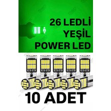 10'lu T10 LED Park ve Tavan Ampul Seti, Yeşil 26 Led, Güçlü ve Parlak