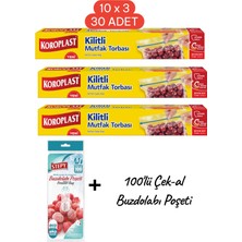 Kms Home Koroplast Kilitli Buzdolabı Poşeti Büyük Boy 10'lu + 100'LÜ Stepy Çek-Al Buzdolabı Poşeti