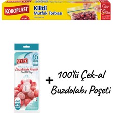 Kms Home Koroplast Büyük Boy Kilitli Buzdolabı Poşeti 10'lu + Stepy 100'LÜ Çek-Al Buzdolabı Poşeti