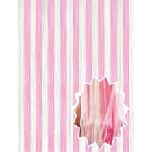 Deha Parti Dekoratif Püsküllü Saçak Perde 1x2 Metre Pastel Pembe Beyaz Geçişli Doğum Günü Parti Süsü