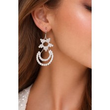 Klc Takı Kadın Küpe Gümüş Renk Ay Yıldız Model