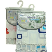 Calperia Çif Kanat Pvc Banyo Perdesi 2  Parça  x 90X180CM - 12 Halkalı (5047)
