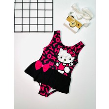 Cacobebiş Hellokitty Baskılı Kız Çocuk Etekli Mayo Siyah-Fuşya