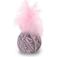 Calperia Tüylü Kedi Oyuncağı, Yün Top, Pembe ve Gri, 5 cm