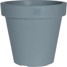 Calperia Gri Renkli 40 cm Çapında Yuvarlak Plastik Saksı