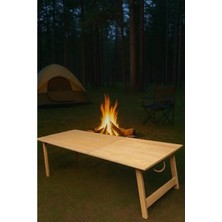 Calperia Katlanır Sabit Ayaklı Bahçe Masası - 70X150 Cm, Ham Naturel Renk