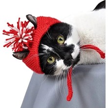 Calperia Ponponlu Yılbaşı Kedi Şapkası