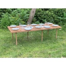 Calperia Katlanır Kamp ve Bahçe Masası - 75X200 Cm, Ceviz Renk