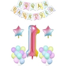 Calperia Gökkuşağı Temalı Doğum Günü Parti Kutlama Seti