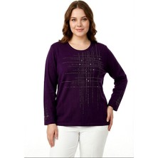 Gürkan Kadın Taşlı Desen Mevsimlik Triko Bluz BGL-ST05291