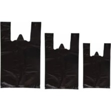Calperia Siyah Kalın Poşet 3'lü Set (Küçük, Orta, Büyük)3 kg Market Manav Poşeti Hışır Atlet Poşet Çöp Poşeti