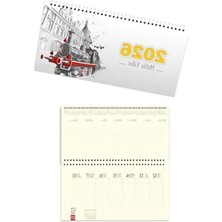Calperia 2026 Yılı Için Büyük Boy Haftalık Masa Takvimi, 33X16 cm