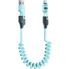 BK Teknoloji 4’ü 1 Arada 65W Hızlı Şarj Destekli Spiral Usb-A – Type-C Kablo