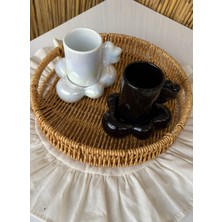 Zeynepin Dükkanı 1 Adet Hasır Kahve Çay Sunum Dekor Tepsisi orta boy 30 cm