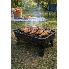 Efsoon Organics Emaye Kara Mangal - Yağ Oluklu - 50 x 30 cm