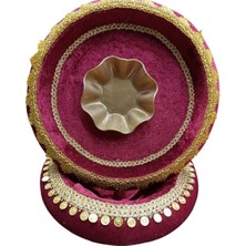 Karakız Kına Sepet Tepsi Takımı Bordo Osmanlı Liralı