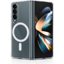 Fenza Samsung Galaxy Z Fold 4 Uyumlu Kamera Korumalı Magsafe Wireless Şarj Özellikli Lüks Şeffaf Silikon T