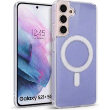 Fenza Samsung Galaxy S21 Plus Uyumlu Kamera Korumalı Magsafe Wireless Şarj Özellikli Lüks Şeffaf Silikon T